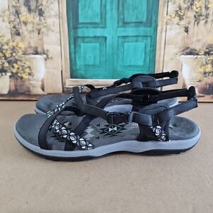 Skechers Reggae Slim Vacay Sandal Women's Size 11 Black Strappy Active Casual
